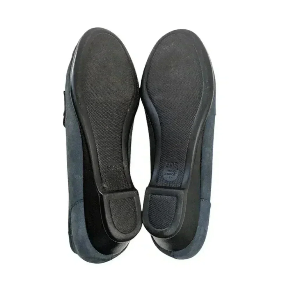 SAS Taylor Slip On Wedge Size 10N 10 Narrow Jeans Blue Suede Tassel Comfort